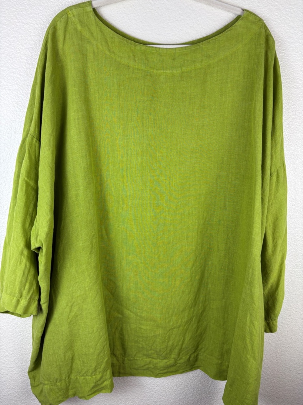Bryn Walker Oversized 100% Linen Lime Green Tunic Top Lagenlook Size 3X